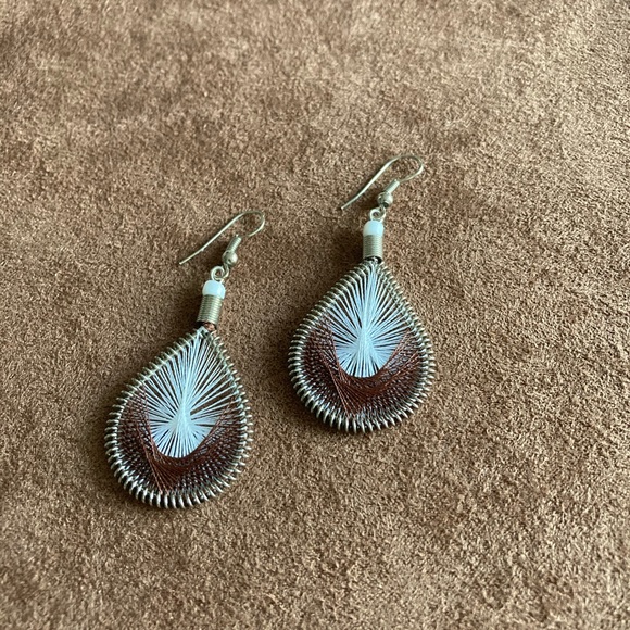 Boho Earrings, String Art Design, Dangle, stocking stuffer - Picture 1 of 2